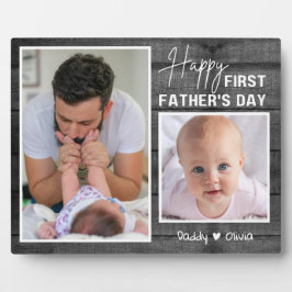 Erster Vatertag New Dad Black Wood 2 Foto Fotoplatte