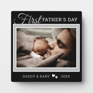 Erster Vatertag New Dad Foto Black Fotoplatte