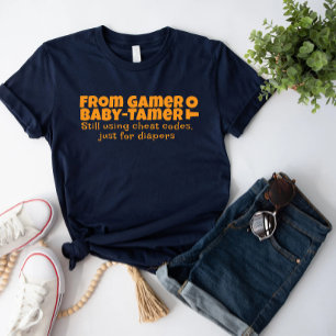 Erster Vatertag orangefarbener Buchstabe ironisch T-Shirt
