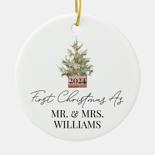 Erster Verheirateter Weihnachtsbaum Keramik Ornament (Vorne)