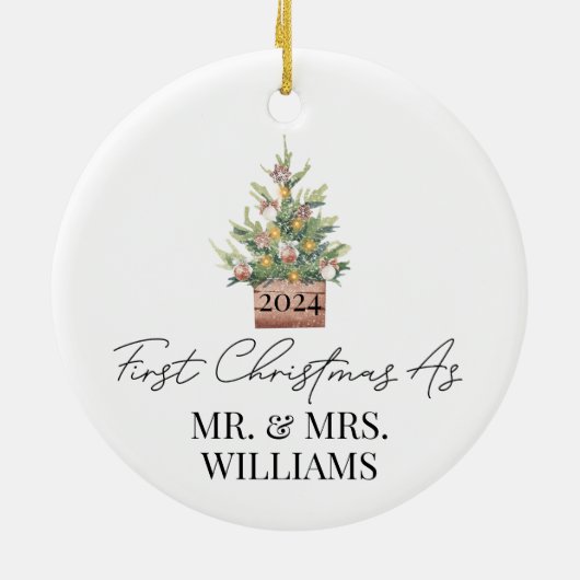 Erster Verheirateter Weihnachtsbaum Keramik Ornament (Hinten)