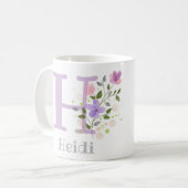 Erster Vorname Heidi mit Blume Kaffeetasse (Vorderseite Links)