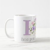 Erster Vorname Name Imogen mit Blume Kaffeetasse (Links)