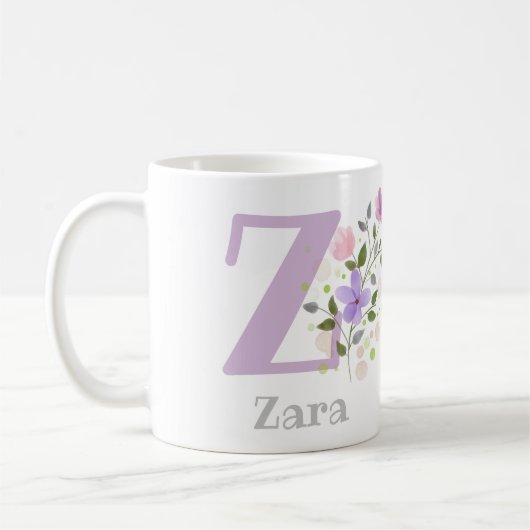 Erster Vorname Plus mit Blume Kaffeetasse (Links)