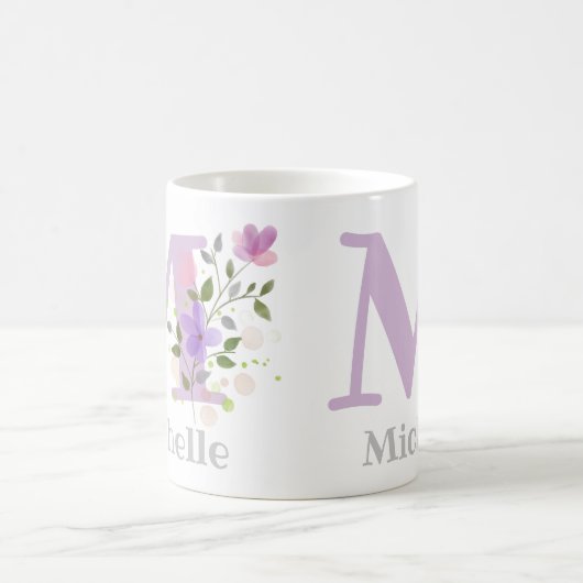 Erster Vorname Plus mit Blume Kaffeetasse (Mittel)