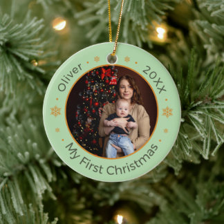 Erster Weihnachts-Babynamen-Foto-Ornament Keramik Ornament