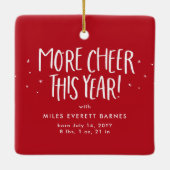 Erster Weihnachts niedliches Foto Roter Urlaub Keramikornament (Rückseite)