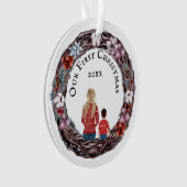 Erster Weihnachts-Single Mutter Kind FOTO Ornament (Vorderseite)