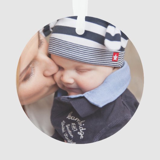 Erster Weihnachts-Single Mutter Kind FOTO Ornament (Rückseite)