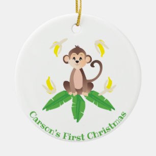 Erster Weihnachtsaffe Keramik Ornament