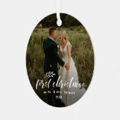 Erster Weihnachtschic Handgeschriebener Feiertag Ornament Aus Metall (Vorderseite links)