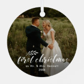 Erster Weihnachtschic Handgeschriebener Feiertag Ornament Aus Metall (Rückseite)