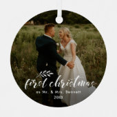 Erster Weihnachtschic Handgeschriebener Feiertag Ornament Aus Metall (Vorderseite)