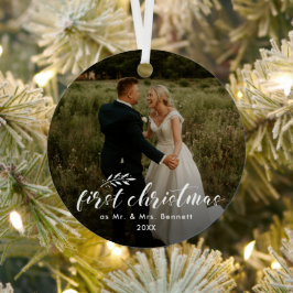 Erster Weihnachtschic Handgeschriebener Feiertag Ornament Aus Metall