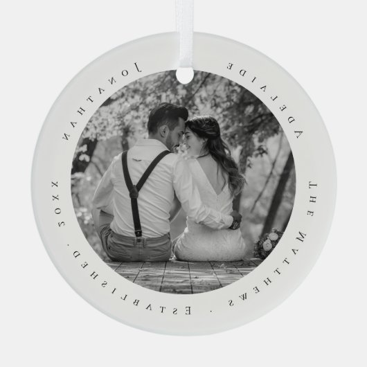 Erster Weihnachtsdatum Verheiratet, neu verheirate Ornament Aus Glas (Rückseite)