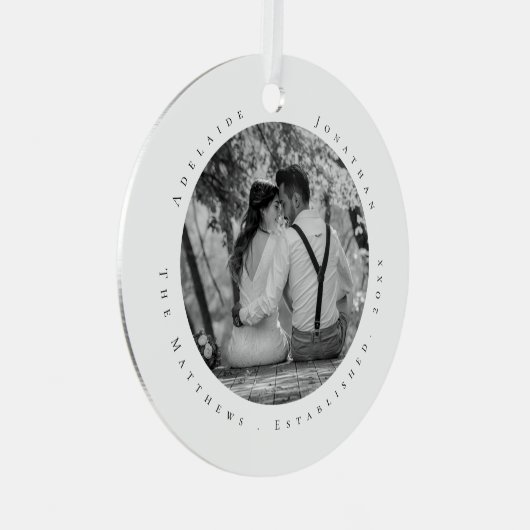 Erster Weihnachtsdatum Verheiratet, neu verheirate Ornament Aus Metall (Vorderseite Rechts)