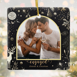 Erster Weihnachtsfeiertag Verlobtes Paar Foto Keramikornament