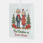 Erster Weihnachtsfest Großeltern Keepake Ornament Aus Glas (Vorderseite links)
