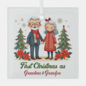 Erster Weihnachtsfest Großeltern Keepake Ornament Aus Glas (Vorderseite)