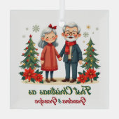 Erster Weihnachtsfest Großeltern Keepake Ornament Aus Glas (Rückseite)