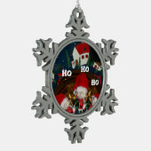 Erster Weihnachtsfest HoHoHo Weihnachtsfeiertag Schneeflocken Zinn-Ornament (Links)