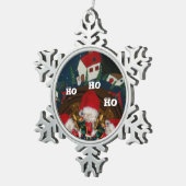 Erster Weihnachtsfest HoHoHo Weihnachtsfeiertag Schneeflocken Zinn-Ornament (Rechts)