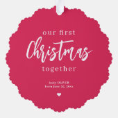 Erster Weihnachtsgeburtsname Modernes Foto Ornament Karte (Rückseite)