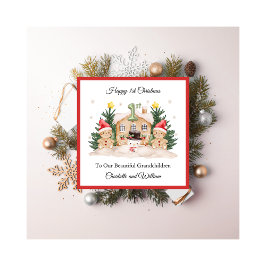 Erster Weihnachtsgingerbrot Snowman Weihnachtskart Feiertagskarte