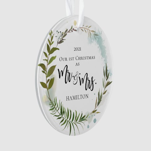 Erster Weihnachtsgrün Foto Ornament (Vorderseite)