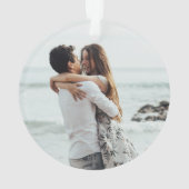 Erster Weihnachtsgrün Foto Ornament (Rückseite)