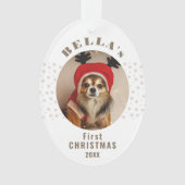 Erster Weihnachtshund Foto Stars Ornament (Vorderseite)