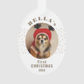 Erster Weihnachtshund Foto Stars Ornament (Rückseite)
