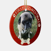 Erster Weihnachtshund Niedlich Red Keramik Ornament (Rechts)