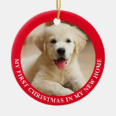 Erster Weihnachtsjunge Personalisiertes Foto Keramik Ornament (Vorne)
