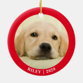 Erster Weihnachtsjunge Personalisiertes Foto Keramik Ornament (Hinten)