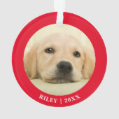 Erster Weihnachtsjunge Personalisiertes Foto Ornament (Rückseite)