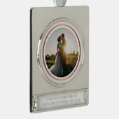Erster Weihnachtsmann & Foto Elegant Banner-Ornament Silber (Rechts)