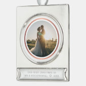 Erster Weihnachtsmann & Foto Elegant Banner-Ornament Silber (Links)