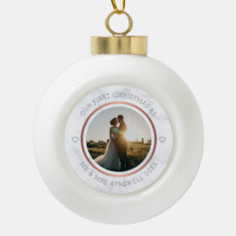 Erster Weihnachtsmann & Foto Elegant Marmor Keramik Kugel-Ornament