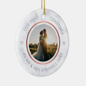 Erster Weihnachtsmann & Foto Elegant Marmor Keramik Ornament (Rechts)