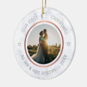 Erster Weihnachtsmann & Foto Elegant Marmor Keramik Ornament (Links)