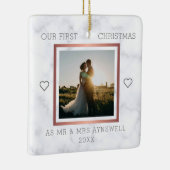 Erster Weihnachtsmann & Foto Elegant Marmor Keramikornament (Rechts)