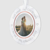 Erster Weihnachtsmann & Foto Elegant Marmor Ornament (Vorderseite)