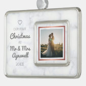 Erster Weihnachtsmann & Foto Elegant Marmor Rahmen-Ornament Silber (Links)