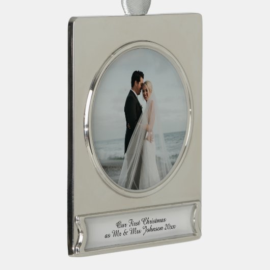 Erster Weihnachtsmann & Frau Verheiratete Coupé Banner-Ornament Silber (Rechts)