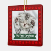 Erster Weihnachtsmann Kitten Foto Paws Red Custom Keramikornament (Links)