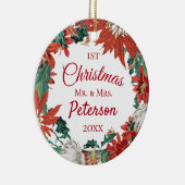 Erster Weihnachtsmann und Blume Wreath Keramik Ornament (Rechts)
