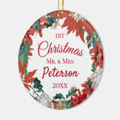 Erster Weihnachtsmann und Blume Wreath Keramik Ornament (Links)