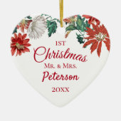 Erster Weihnachtsmann und Blume Wreath Keramik Ornament (Vorne)