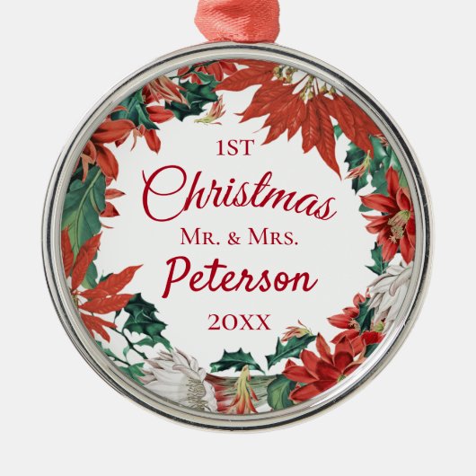 Erster Weihnachtsmann und Blume Wreath Ornament Aus Metall (Vorne)